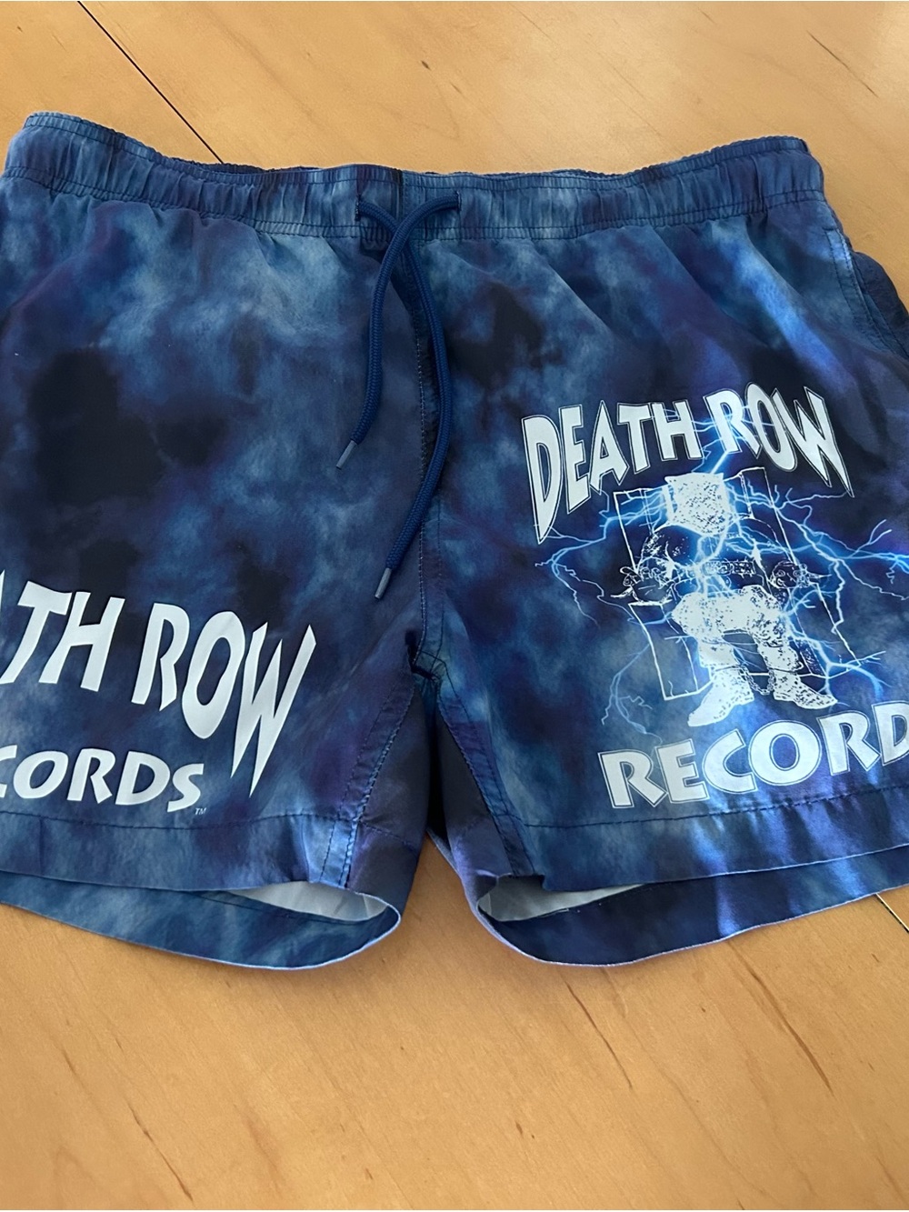 Ripple Junction Blue Tie-Dye Death Row Graphic Athletic Shorts